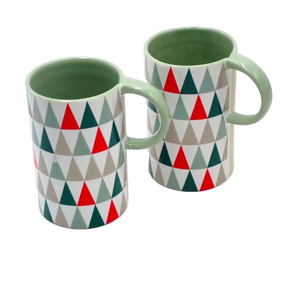 Starbucks 12 Oz Holiday Christmas Tree Triangle Coffee Tea Cup Mug 2017 Set